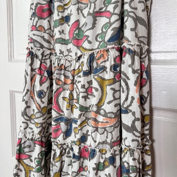 THML 100% Cotton A-Line Dress Tiered Ruffle Hem Colorful Allover Print Sz Small - Picture 14 of 17